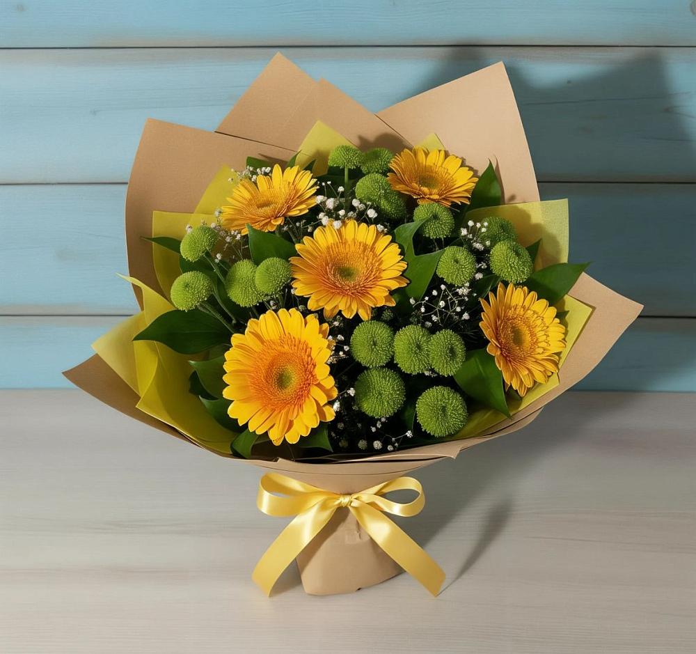 Букет цветов из: Герберы и Хризантемы в Невели