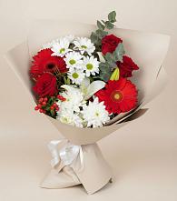 Букет цветов из:  Розы, Хризантемы, Герберы и Лилии в Невели