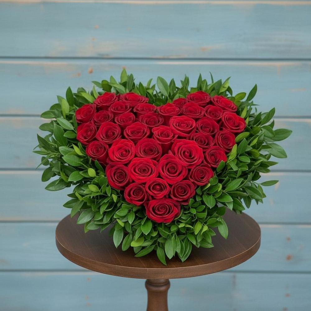 Цветочная композиция из Розы в виде сердца в Невели