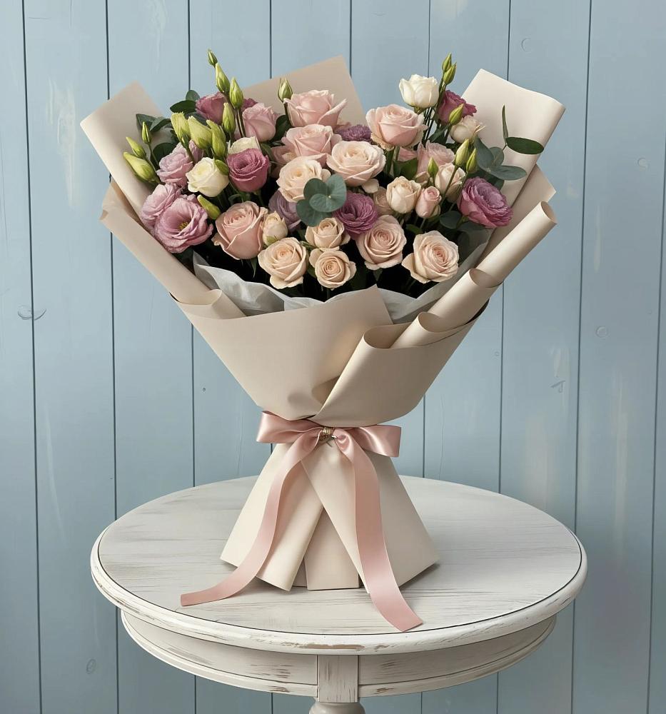 Букет цветов из: Розы и Лизиантусы в Невели