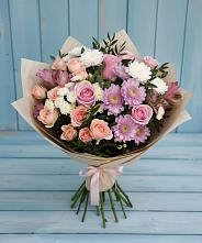 Букет цветов из:  Хризантемы, Розы и Альстромерии в Невели