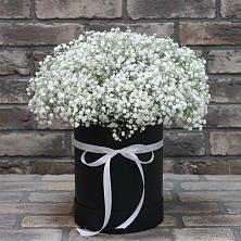 Цветочная композиция из Гипсофила в шляпной коробке в Невели