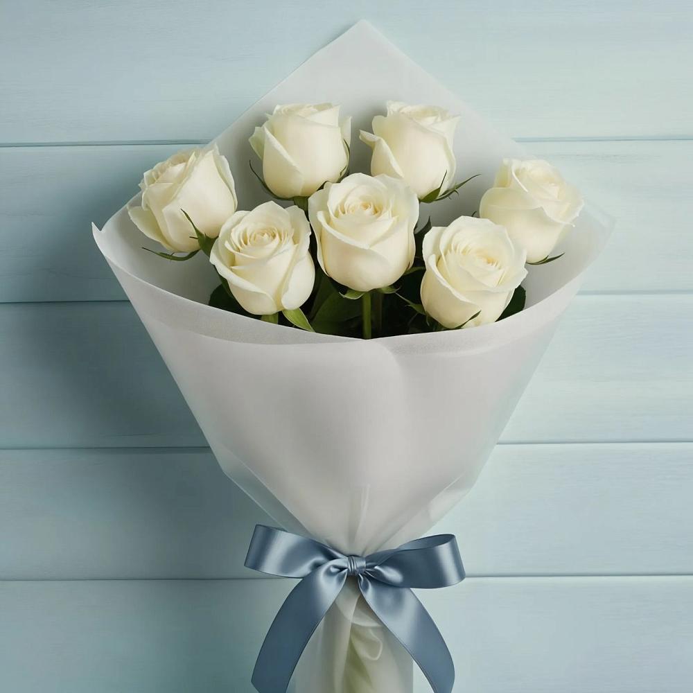Букет 7 Белых роз Эдлесс Лав в Невели